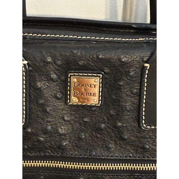 Dooney and Bourke Handbag Black Ostrich Embossed Leather - Picture 5 of 8